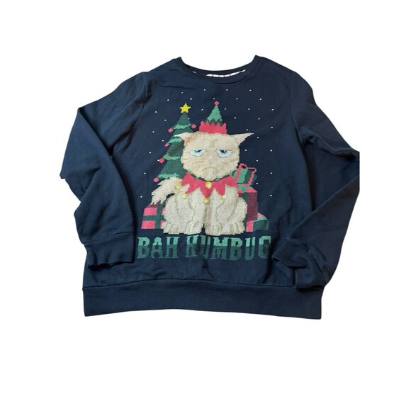 Bah Humbug Grumpy Cat Christmas Sweatshirt Holiday Time Size small (4-6) - Picture 1 of 6